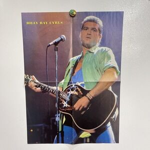 Vintage Country Music Magazine Poster Billy Ray Cyrus Travis Scott 2 Side 16x21‎